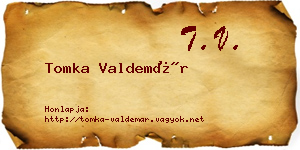 Tomka Valdemár névjegykártya